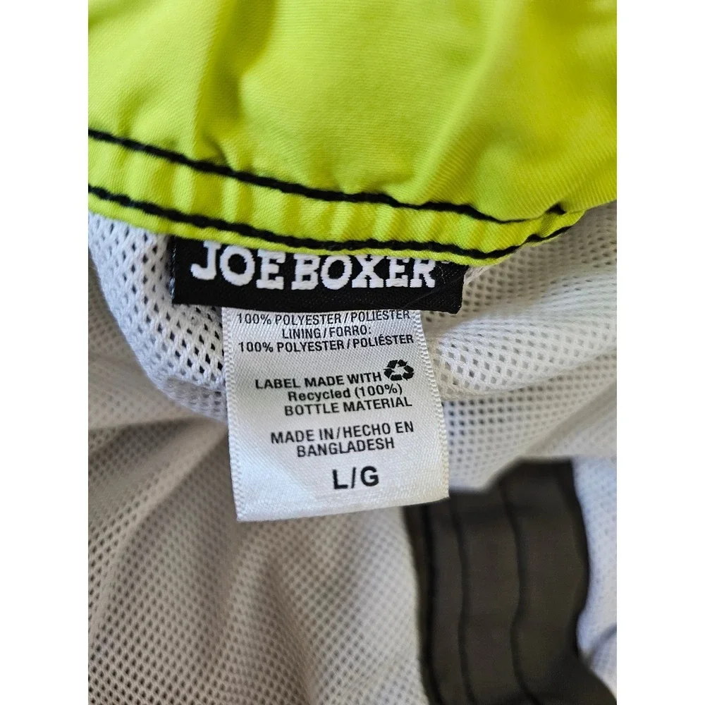 Joe Boxer Mens Cargo Swim Trunks Green Neon Lime Size Large Pockets Board Shorts